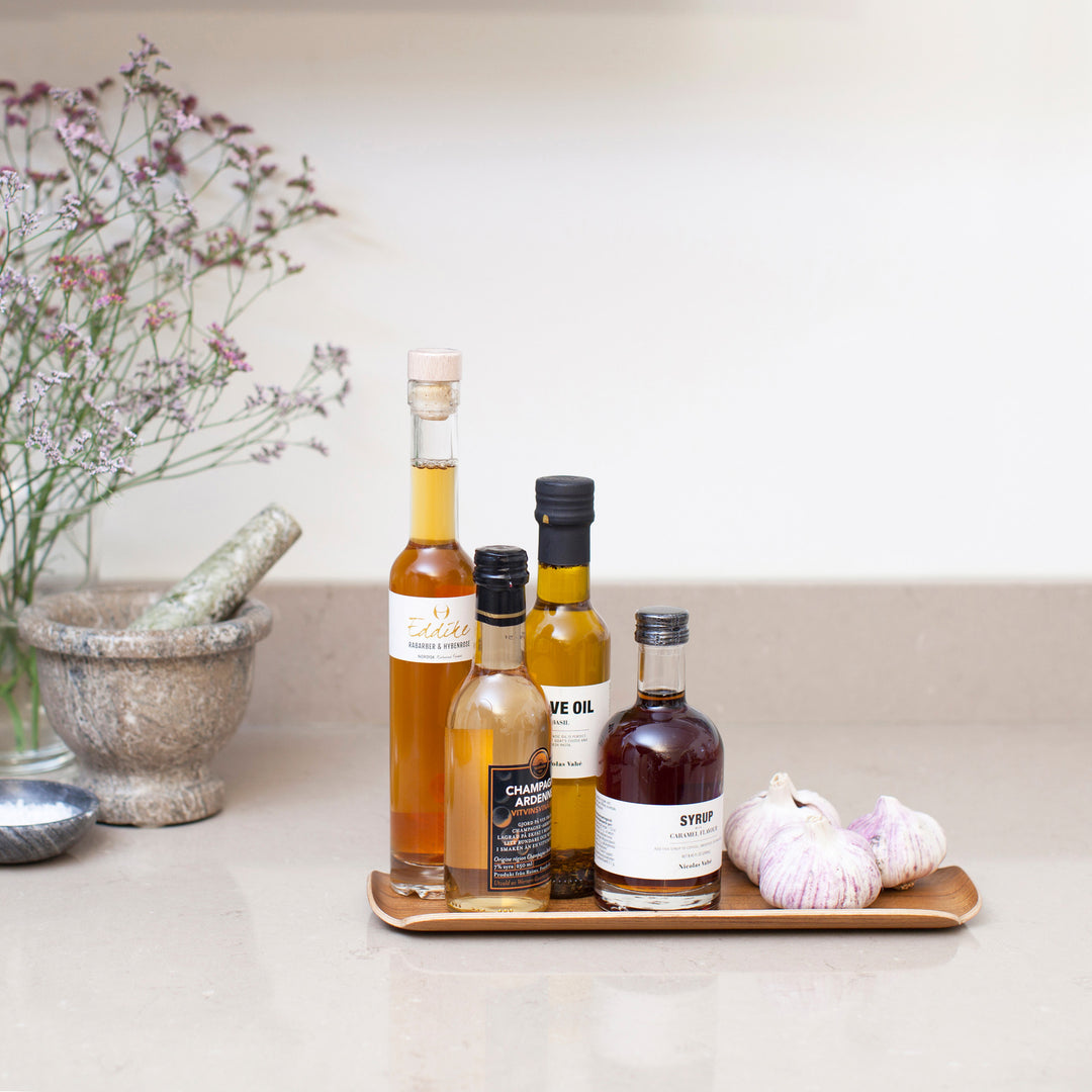 Oil And Water Resistant Wood Countertop Tray for Kitchen/Serving Tray. Walnut Wood Tray LEAF. Satin Matt Finish