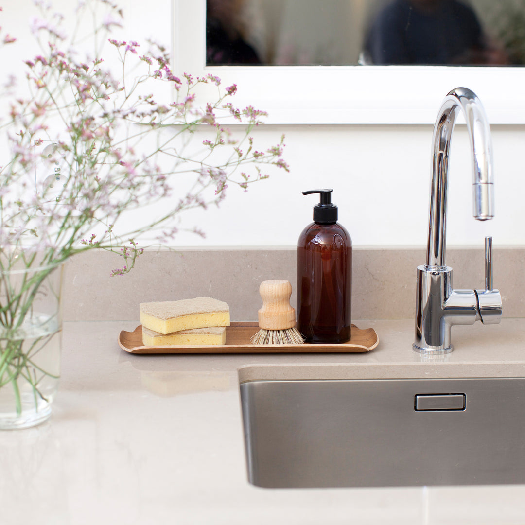 Oil And Water Resistant Wood Countertop Tray for Kitchen/Serving Tray. Walnut Wood Tray LEAF. Satin Matt Finish