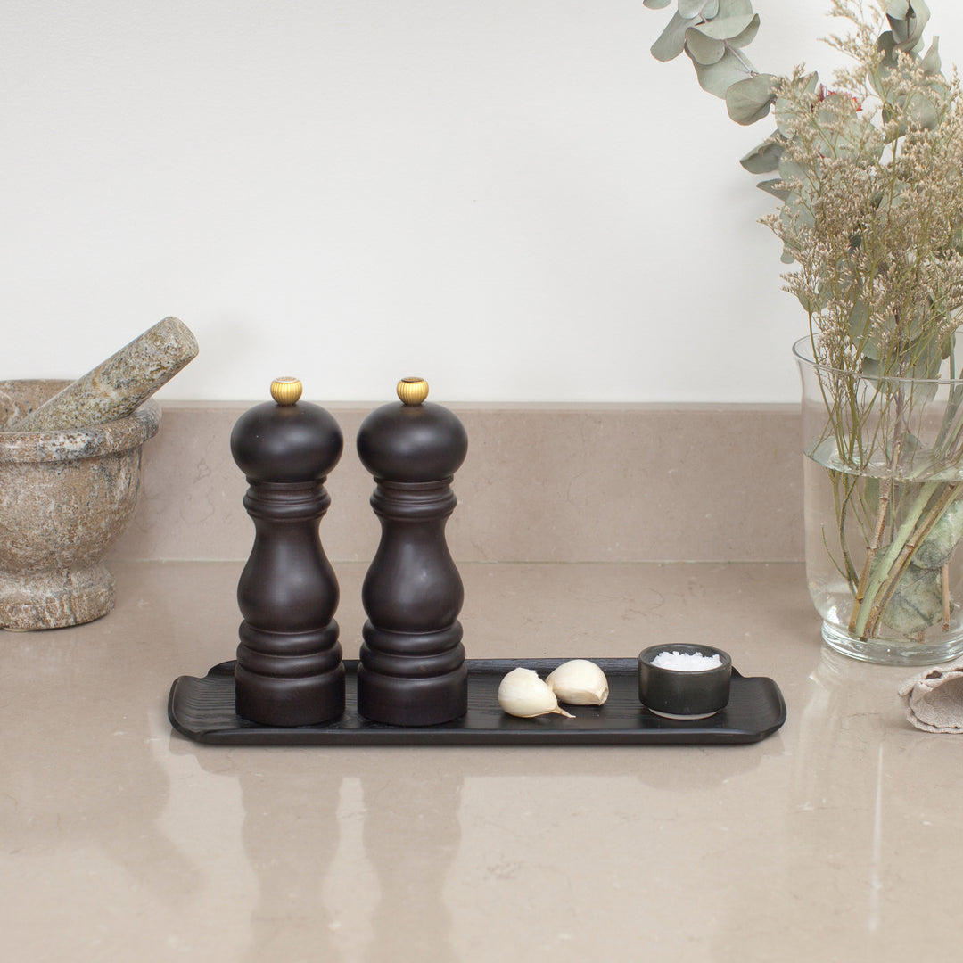 Leaf™ Countertop & Serving Tray Matte Black Willow, Water & Oil Resistant