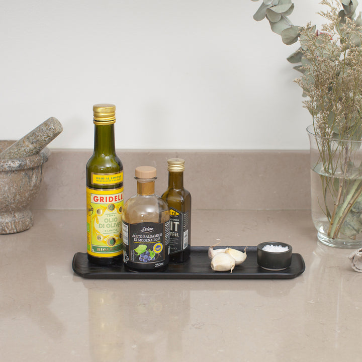 Leaf™ Countertop & Serving Tray Matte Black Willow, Water & Oil Resistant