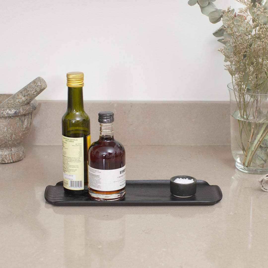 Leaf™ Countertop & Serving Tray Matte Black Willow, Water & Oil Resistant