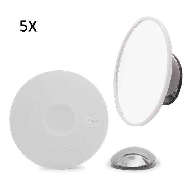 Detachable Make-up Mirror X5. AirMirror™ 
White. Hidden suction cup fitting. Magnetic fastener (Ø 11,2 cm)