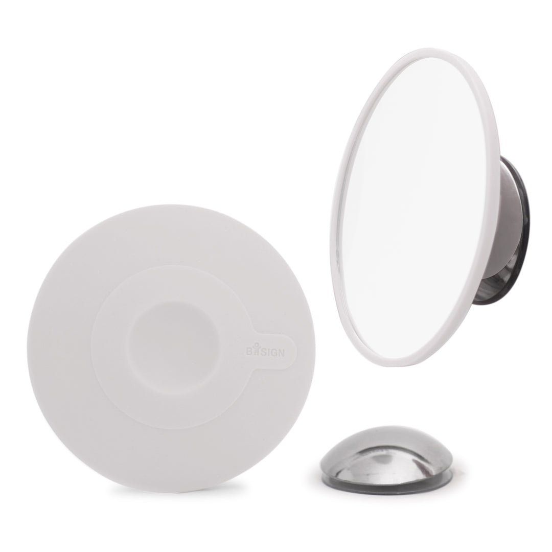 Detachable Make-up Mirror X5. AirMirror™ 
White. Hidden suction cup fitting. Magnetic fastener (Ø 11,2 cm)