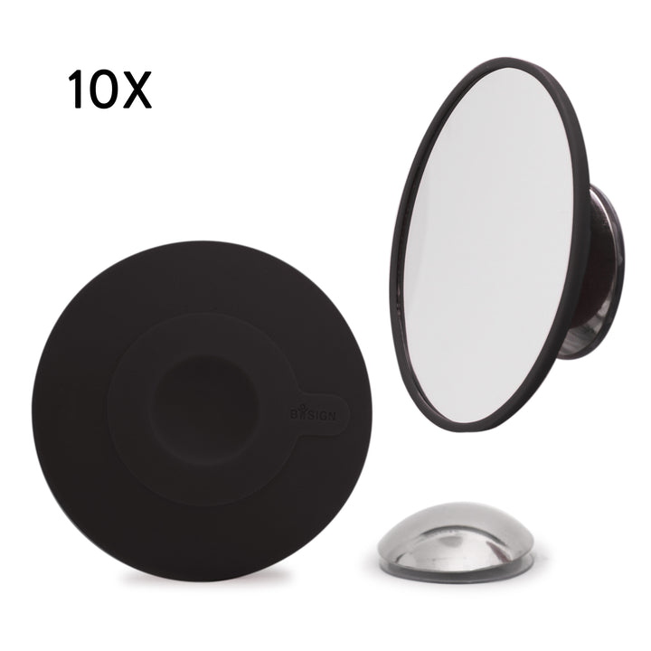 Detachable Make-up Mirror X10. AirMirror™
Black. Hidden suction cup fitting. Magnetic fastener (Ø 11,2 cm)