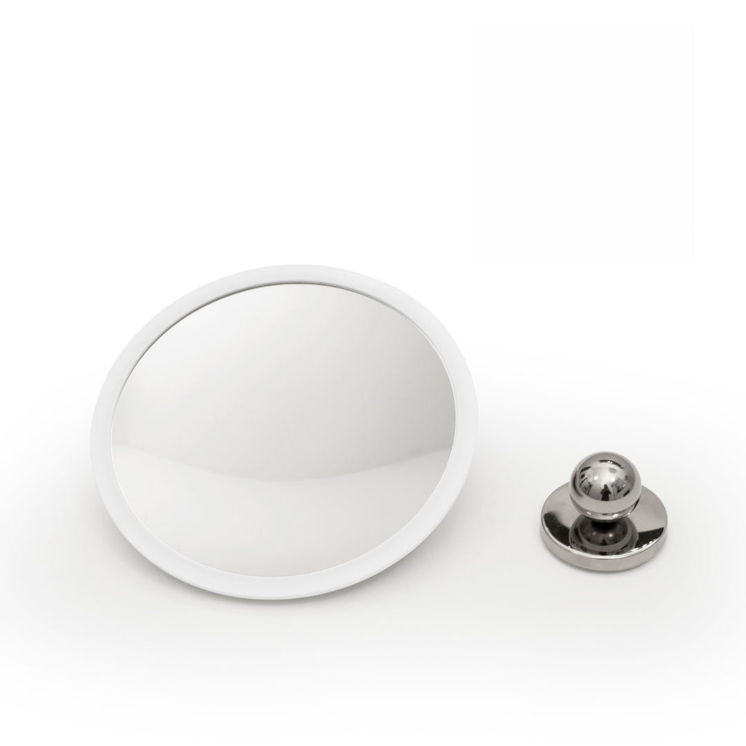 Detachable Make-up Mirror X10 AirMirror™PLUS 
White. Hidden suction cup fitting. Magnetic fastener (Ø 16.5 cm)