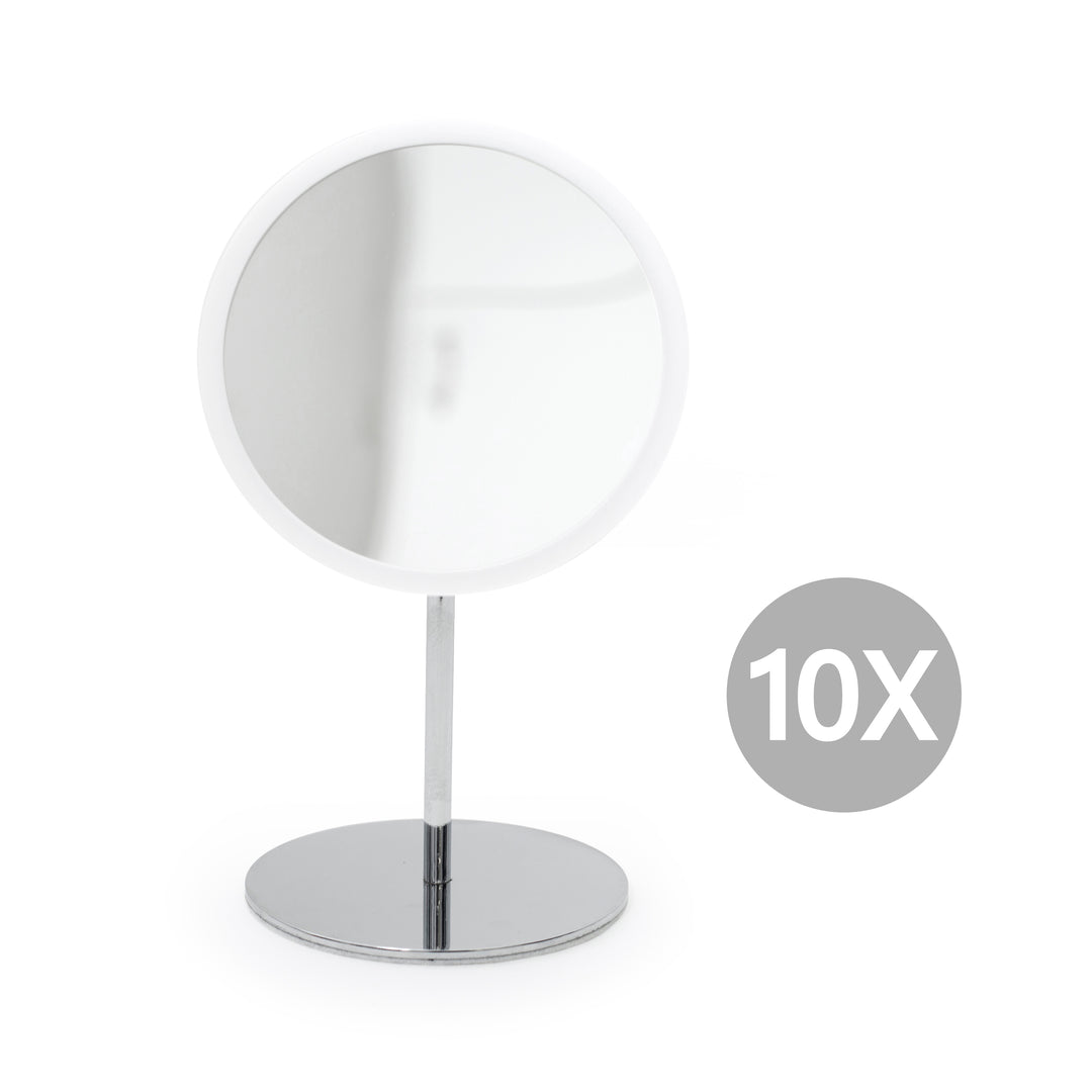 Detachable Make-up Mirror X10 AirMirror™ 
Table Stand. Chromed steel base. White mirror
Magnetic fastener (Ø 16.5 cm)