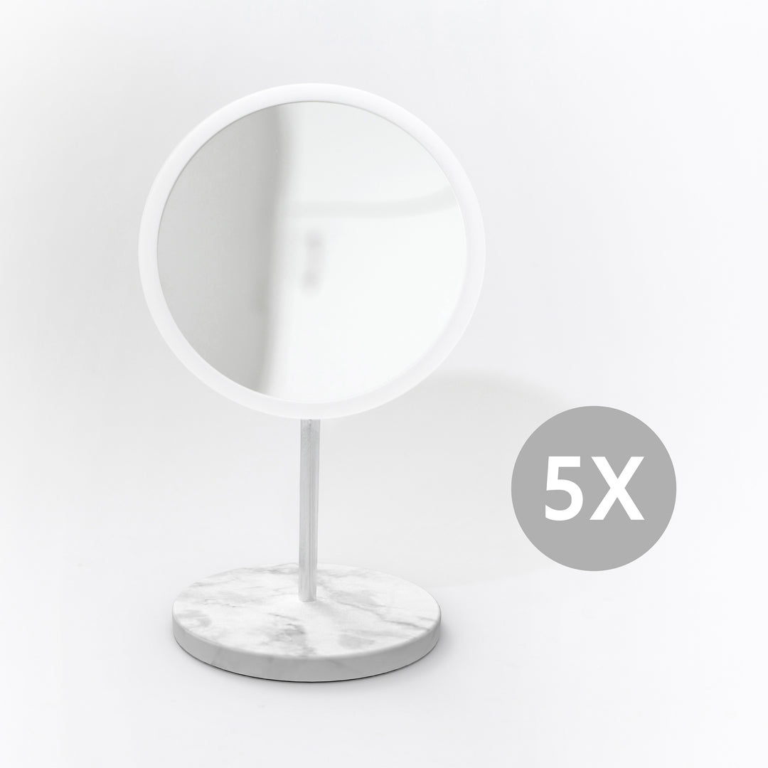 Detachable Make-up Mirror X5 AirMirror™ 
Table Stand. Marble stone base. White mirror
Magnetic fastener (Ø 16.5 cm)