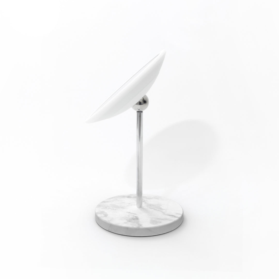 Detachable Make-up Mirror X5 AirMirror™ 
Table Stand. Marble stone base. White mirror
Magnetic fastener (Ø 16.5 cm)