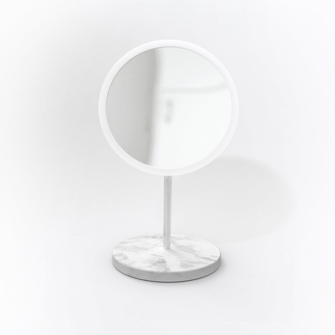 Detachable Make-up Mirror X5 AirMirror™ 
Table Stand. Marble stone base. White mirror
Magnetic fastener (Ø 16.5 cm)