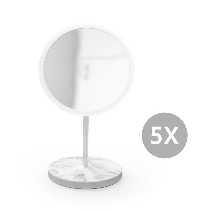 Detachable Make-up Mirror X10 AirMirror™ 
Table Stand. Marble stone base. White
Magnetic fastener (Ø 16.5 cm)