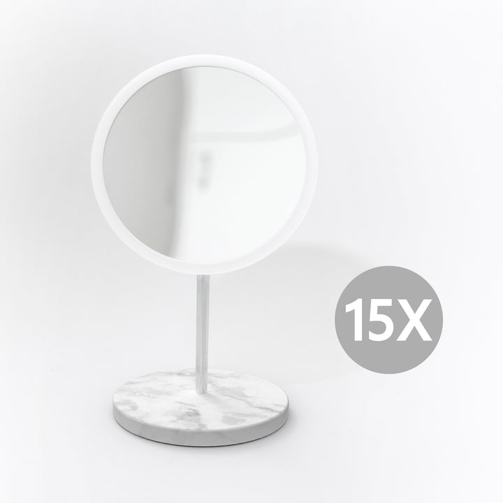 Detachable Make-up Mirror X15 AirMirror™ 
Table Stand. Marble stone base. White
Magnetic fastener (Ø 16.5 cm)