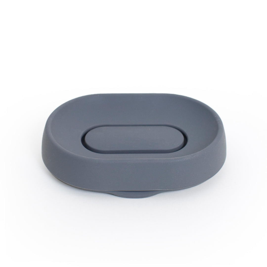 Silicone Soap Saver Dish. Oval Hidden Draining Spout Soap Saver Flow PLUS
Graphite Gray, Keeping Soap Bar Extra Dry