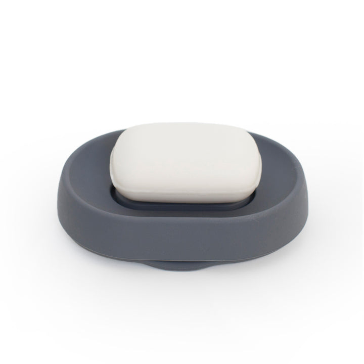 Silicone Soap Saver Dish. Oval Hidden Draining Spout Soap Saver Flow PLUS
Graphite Gray, Keeping Soap Bar Extra Dry