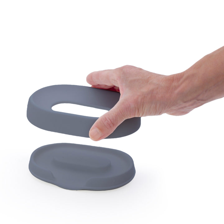 Silicone Soap Saver Dish. Oval Hidden Draining Spout Soap Saver Flow PLUS
Graphite Gray, Keeping Soap Bar Extra Dry