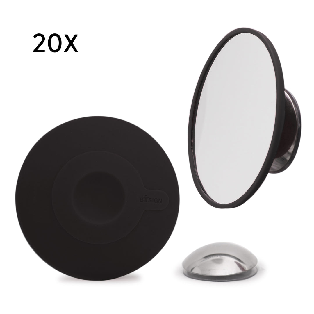 Detachable Make-up Mirror X20. AirMirror™ 
Black. Hidden Suction Cup Fitting
Magnetic fastener (Ø 11,2 cm)