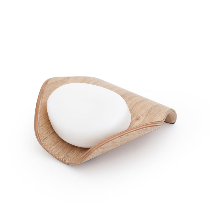 Leaf™ Soap Saver Dish With Draining, Willow Wood, Water-Resistant