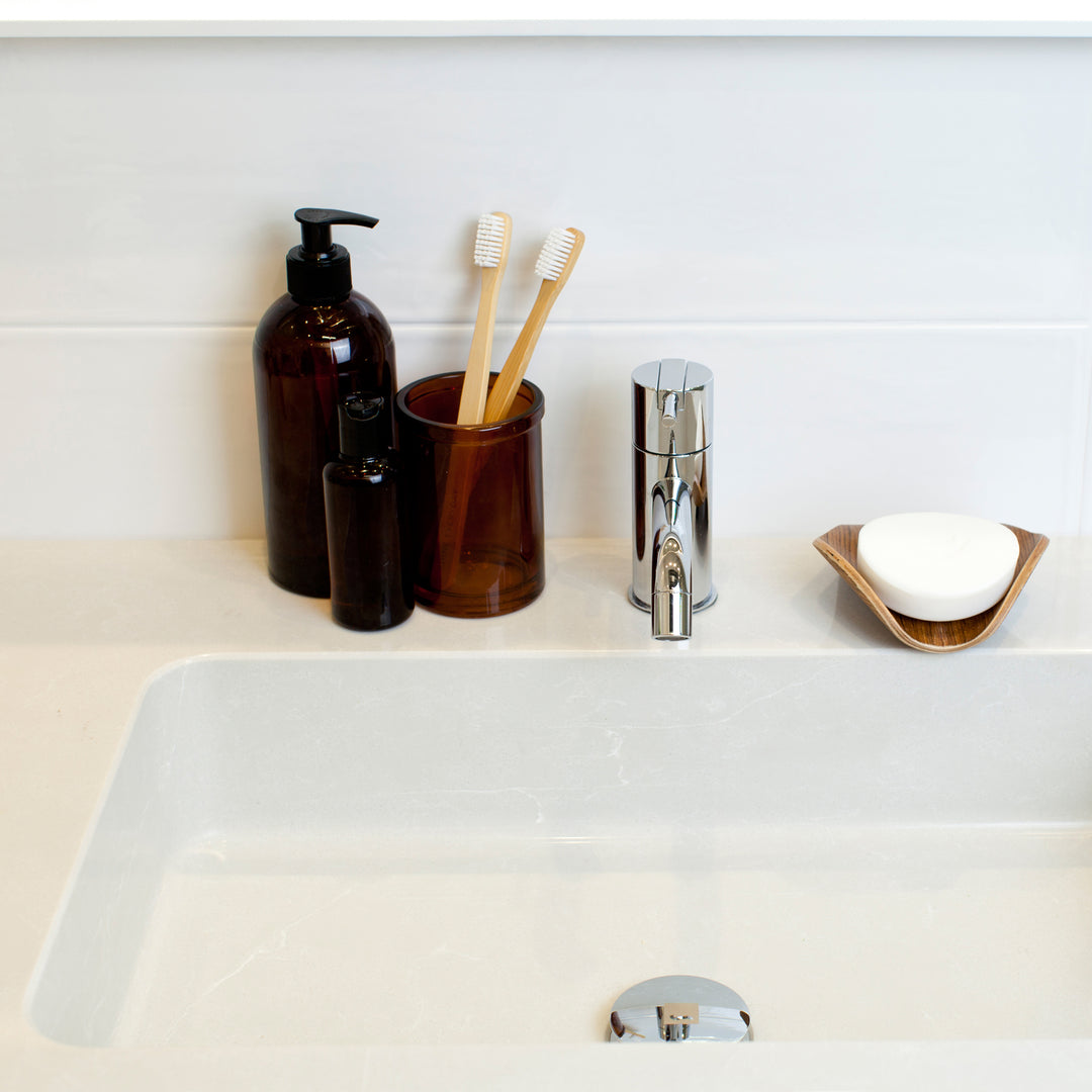 Leaf™ Soap Saver Dish With Draining, Walnut Wood, Water-Resistant